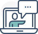 Helpful Support Person On Laptop Icon